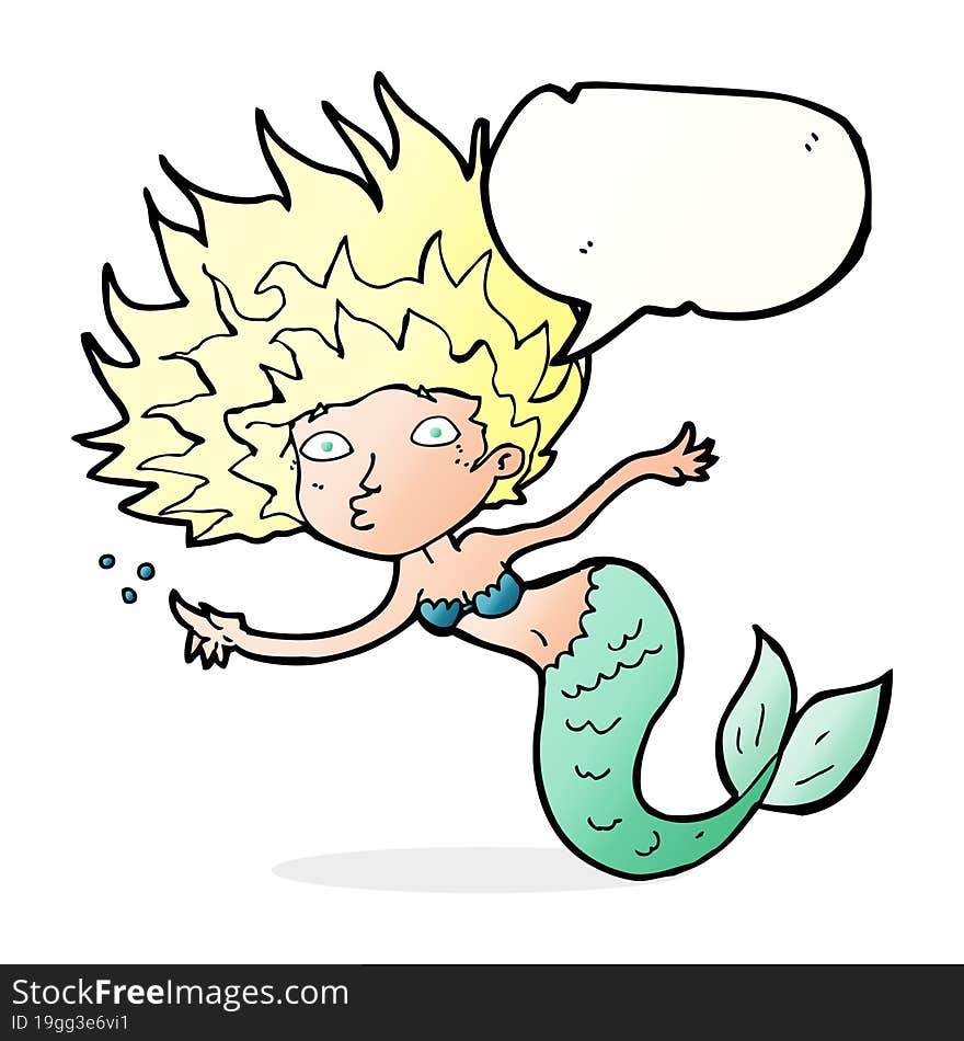 cartoon mermaid with speech bubble