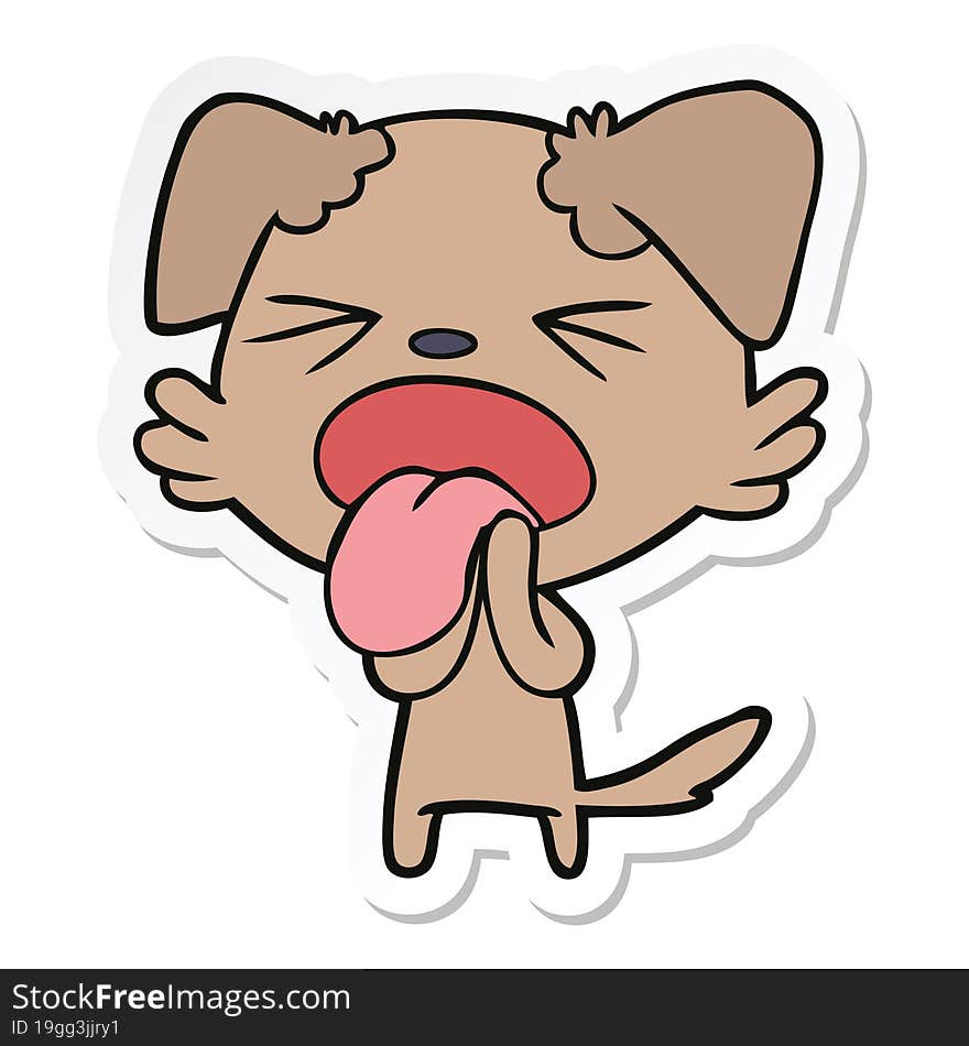 Sticker Of A Cartoon Disgusted Dog