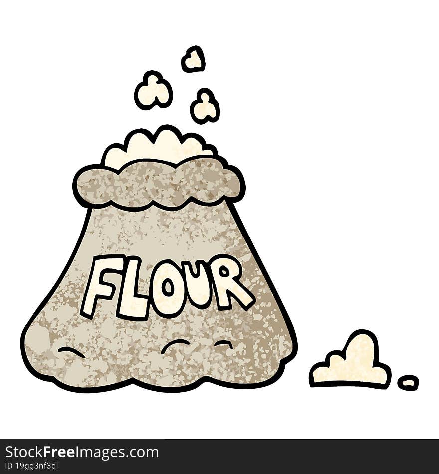 grunge textured illustration cartoon bag of flour