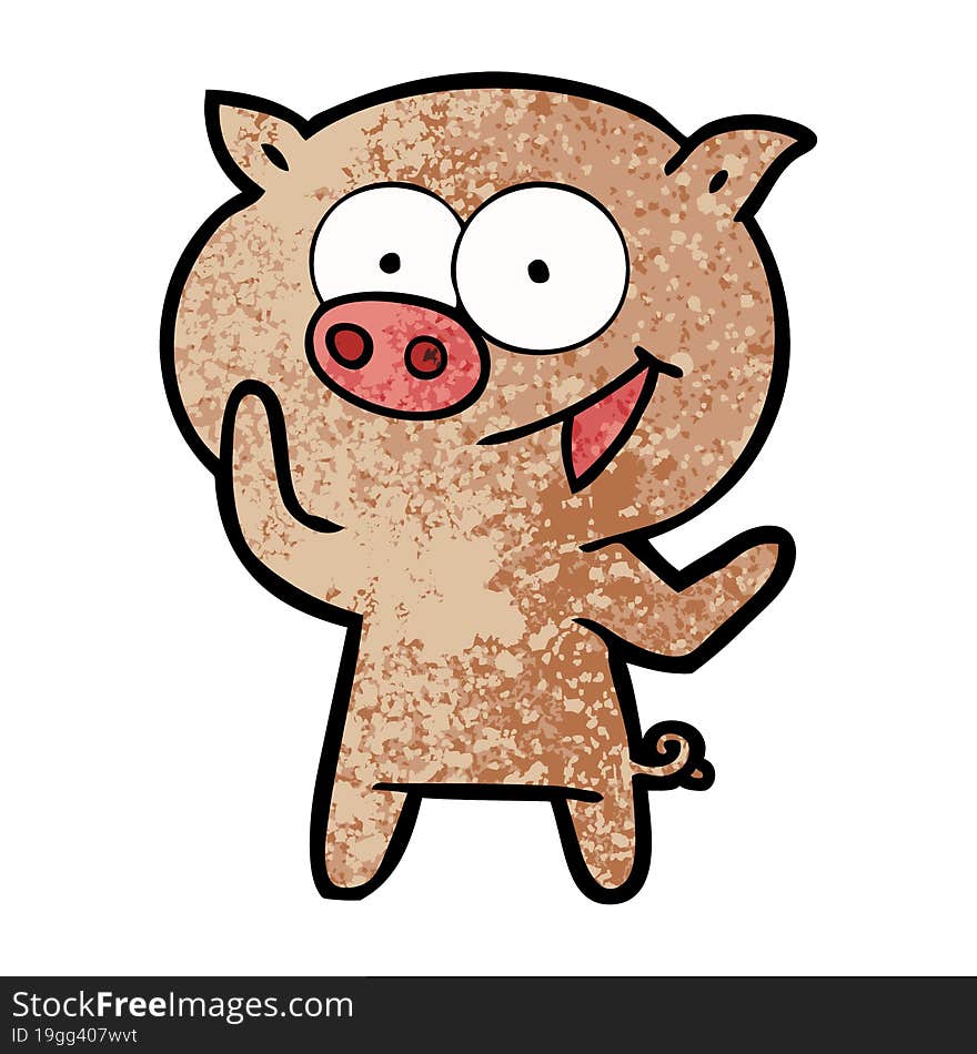 cheerful pig cartoon. cheerful pig cartoon