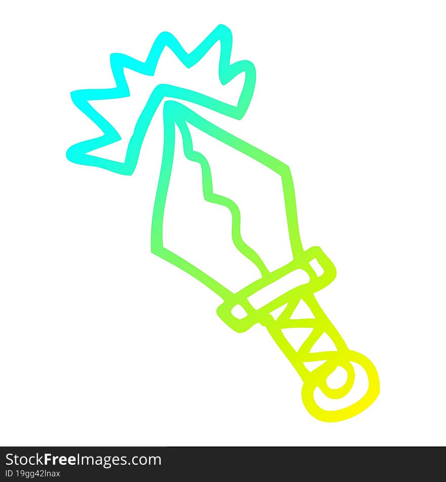 cold gradient line drawing cartoon small magical dagger