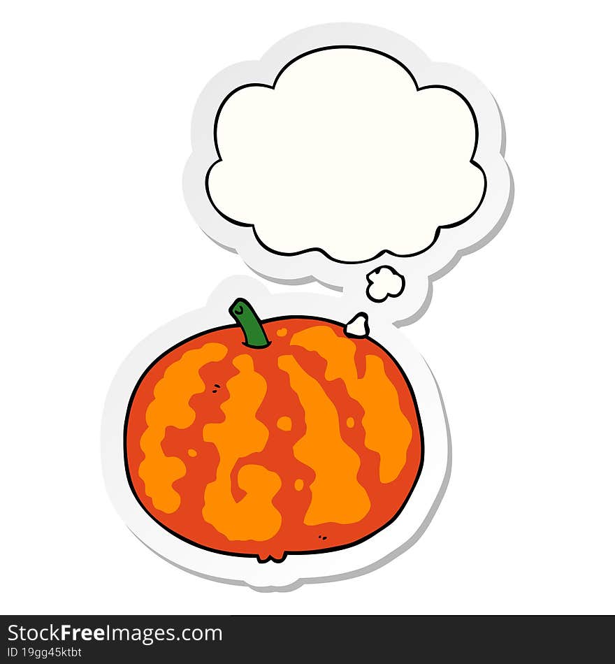 Cartoon Melon And Thought Bubble As A Printed Sticker