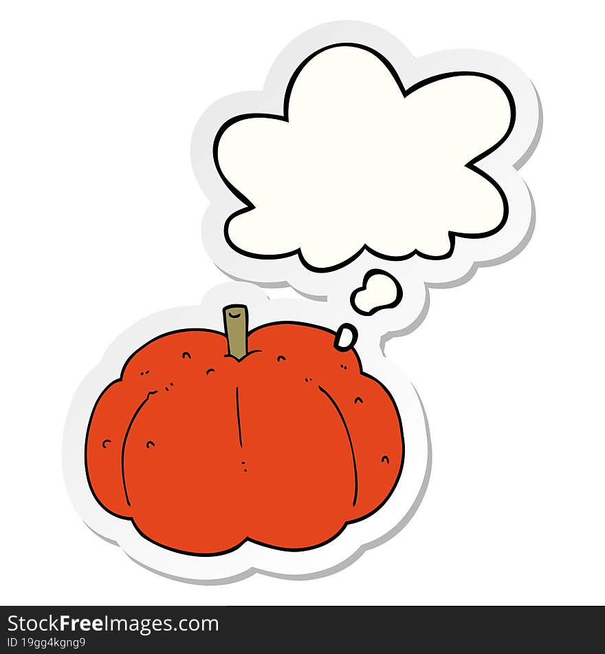 Cartoon Pumpkin And Thought Bubble As A Printed Sticker