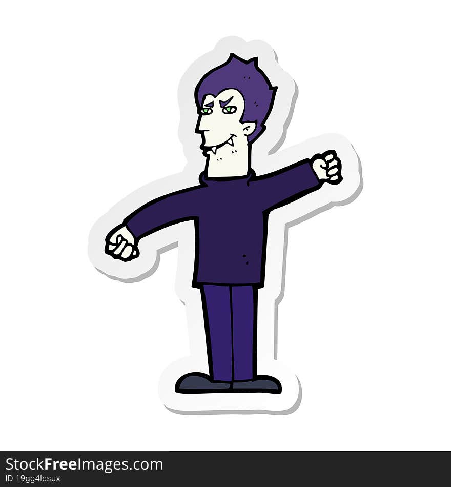 sticker of a cartoon vampire man