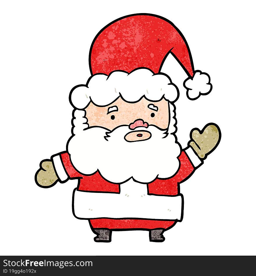 cartoon santa claus waving. cartoon santa claus waving