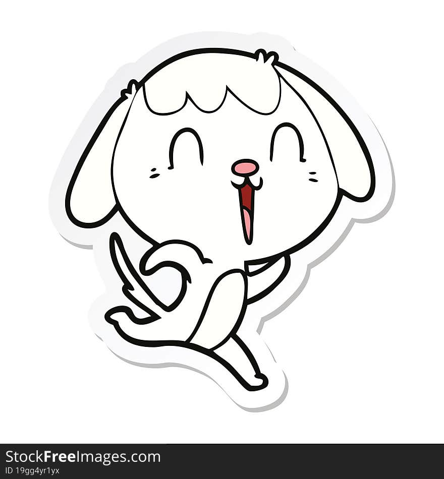 sticker of a cute cartoon dog crying