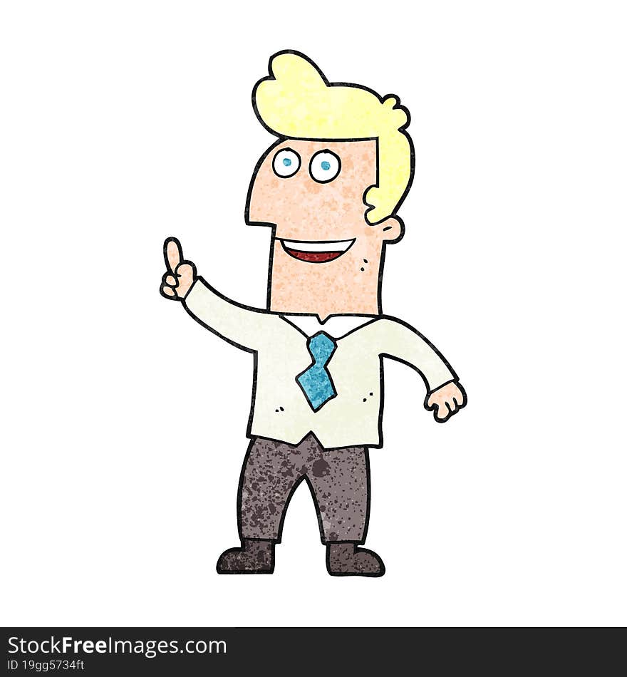 freehand textured cartoon businessman pointing