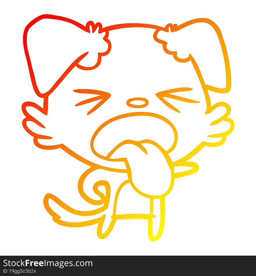 warm gradient line drawing cartoon disgusted dog