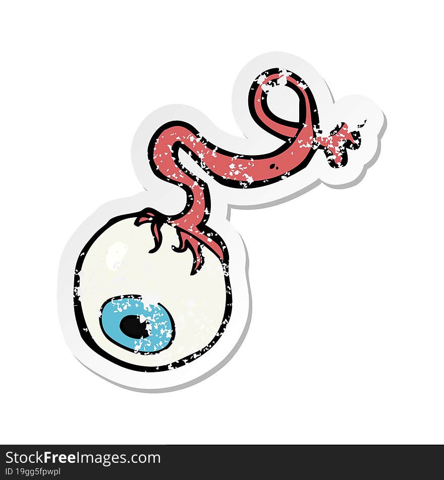 retro distressed sticker of a cartoon gross eyeball