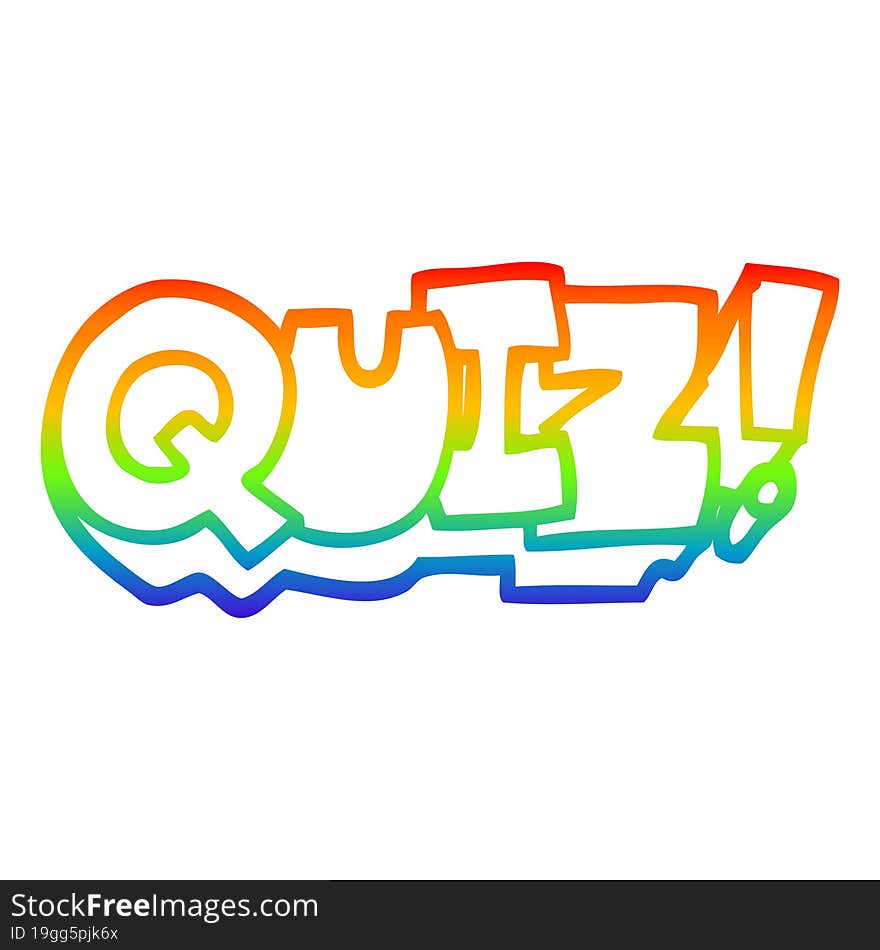 rainbow gradient line drawing cartoon word quiz