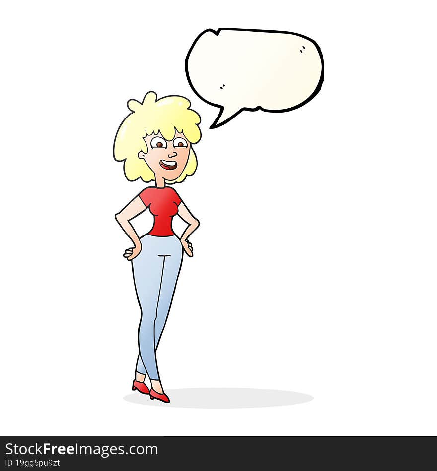 freehand drawn speech bubble cartoon surprised woman