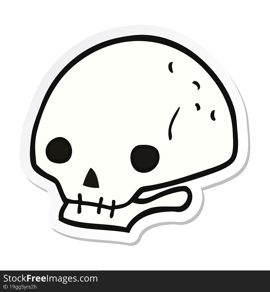 sticker of a cartoon spooky skull