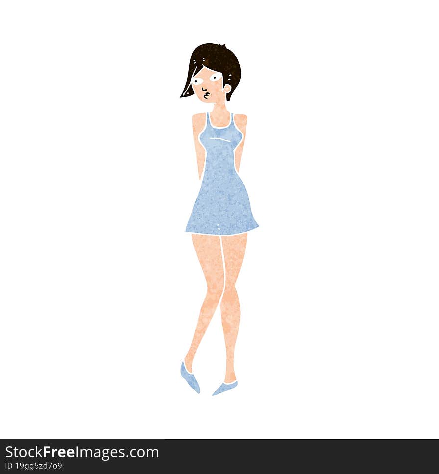 cartoon pretty woman in dress