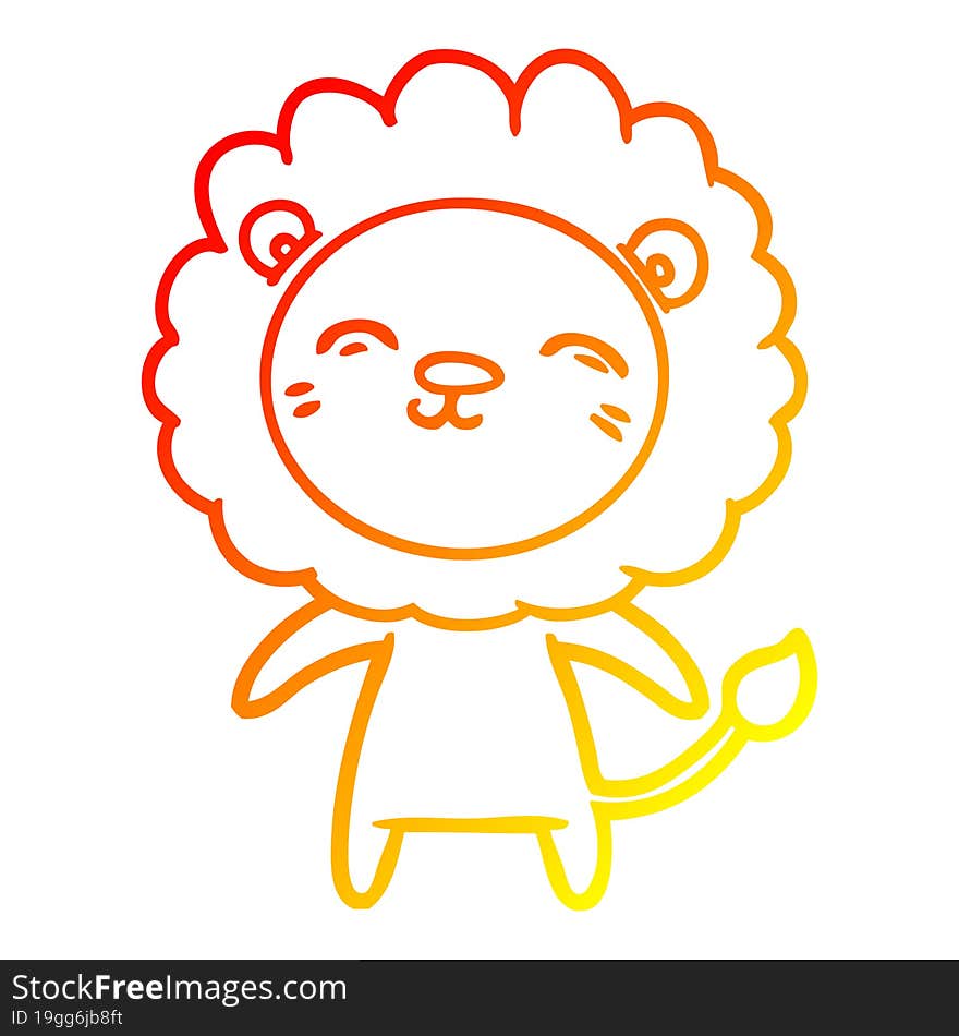 warm gradient line drawing of a cartoon lion