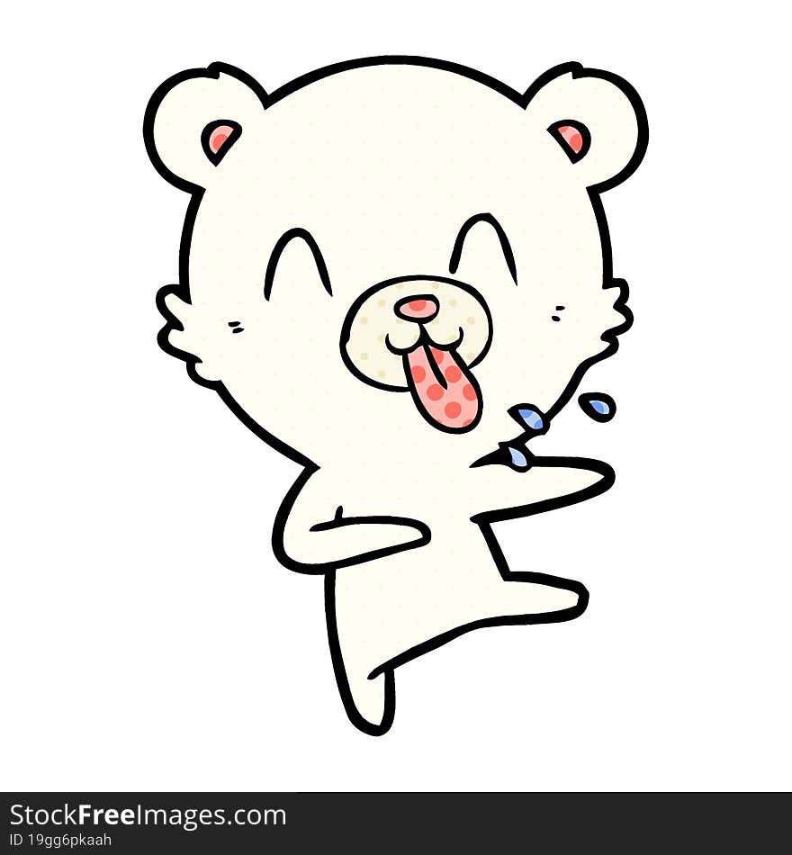 rude cartoon dancing polar bear sticking out tongue. rude cartoon dancing polar bear sticking out tongue