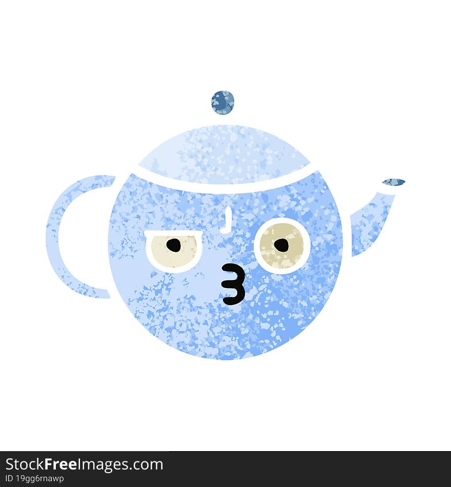 retro illustration style cartoon tea pot