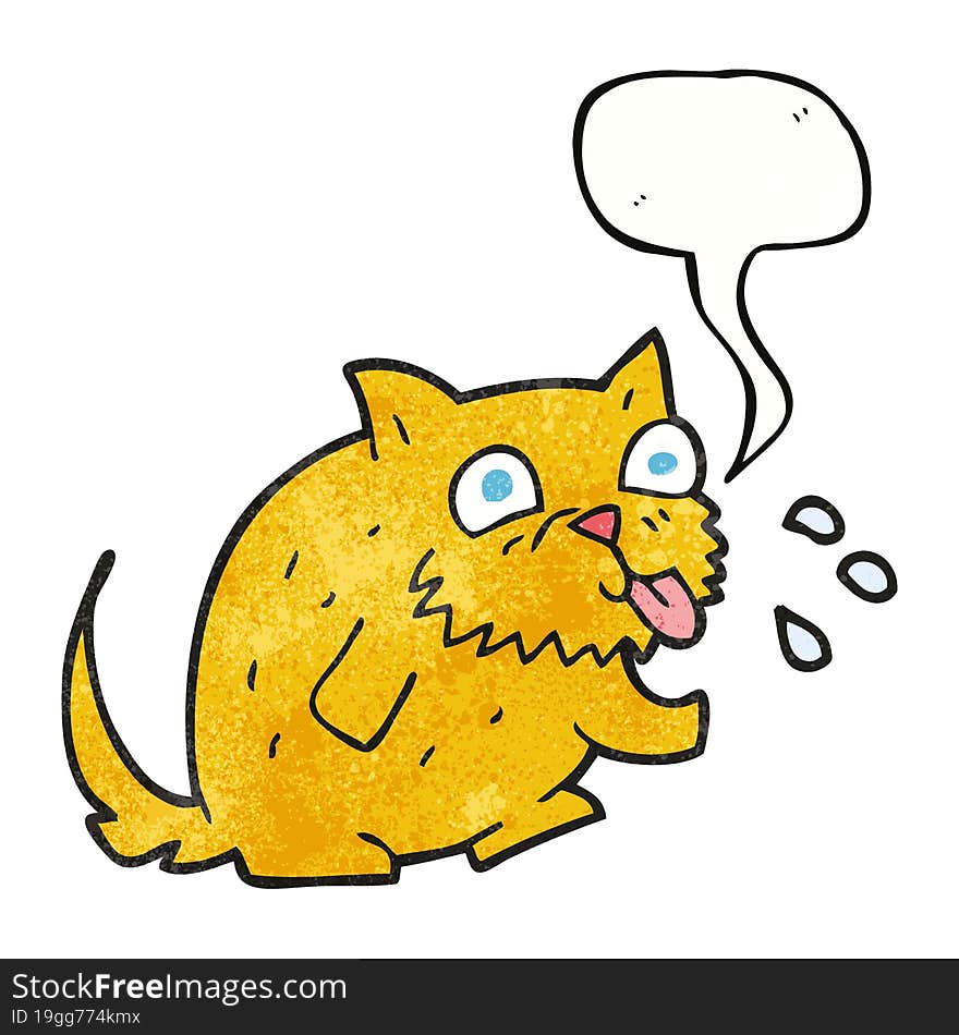 speech bubble textured cartoon cat blowing raspberry