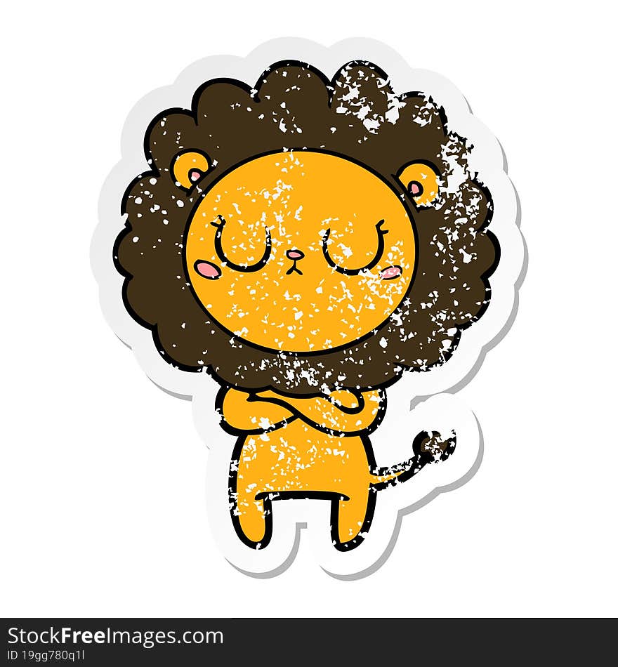 distressed sticker of a cartoon lion