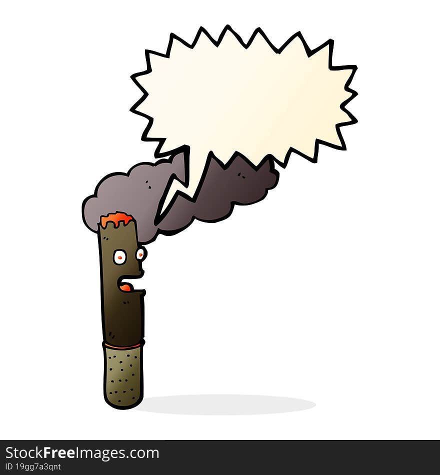 cartoon cigar with speech bubble