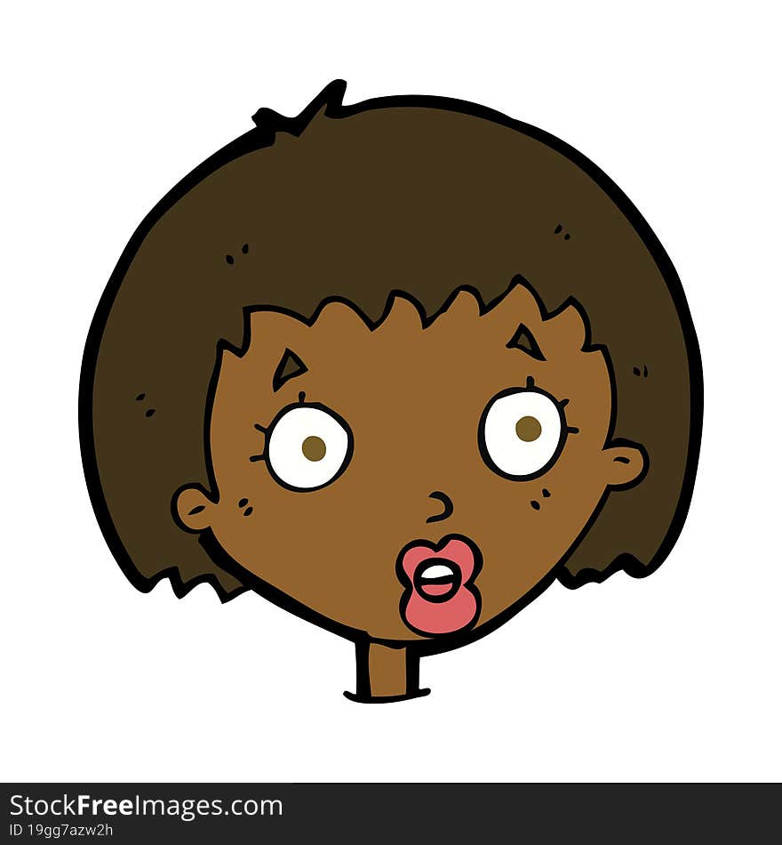 cartoon surprised female face