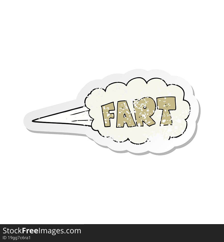 retro distressed sticker of a cartoon fart symbol