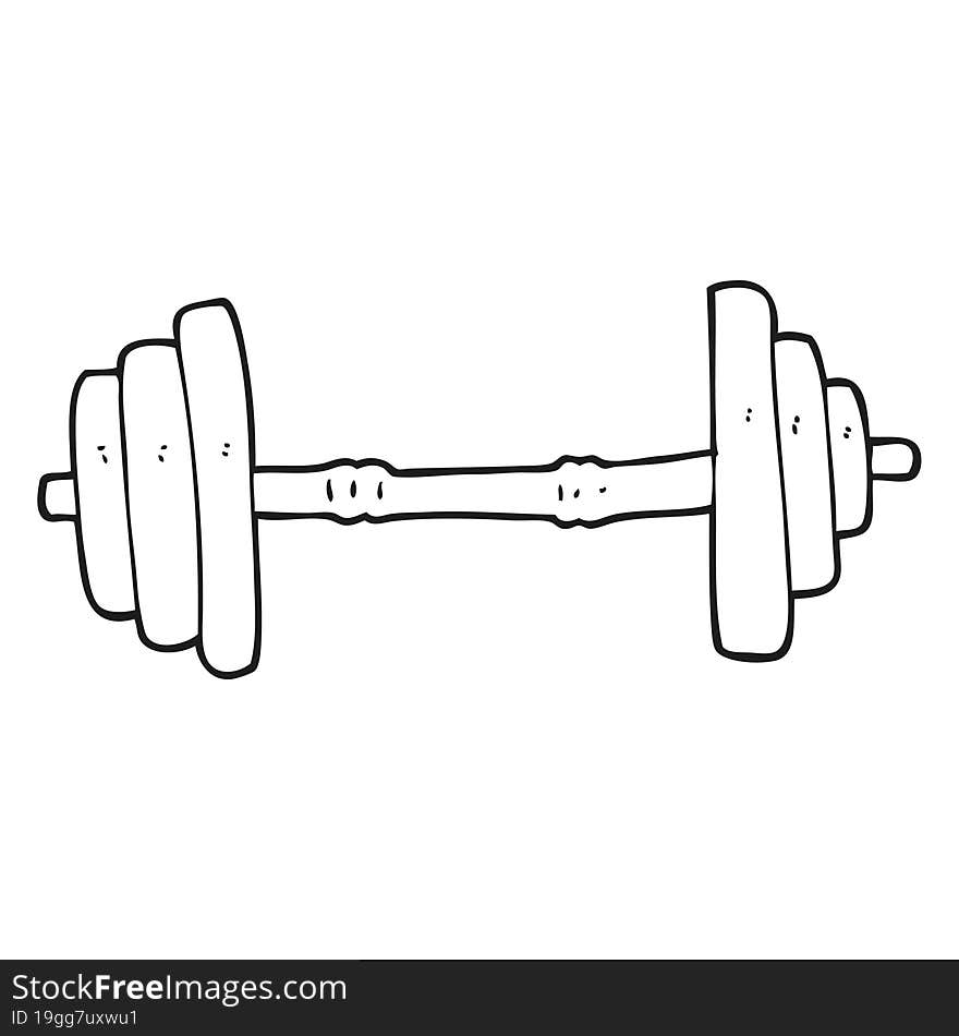 black and white cartoon barbell