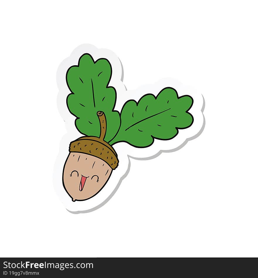 sticker of a cartoon acorn