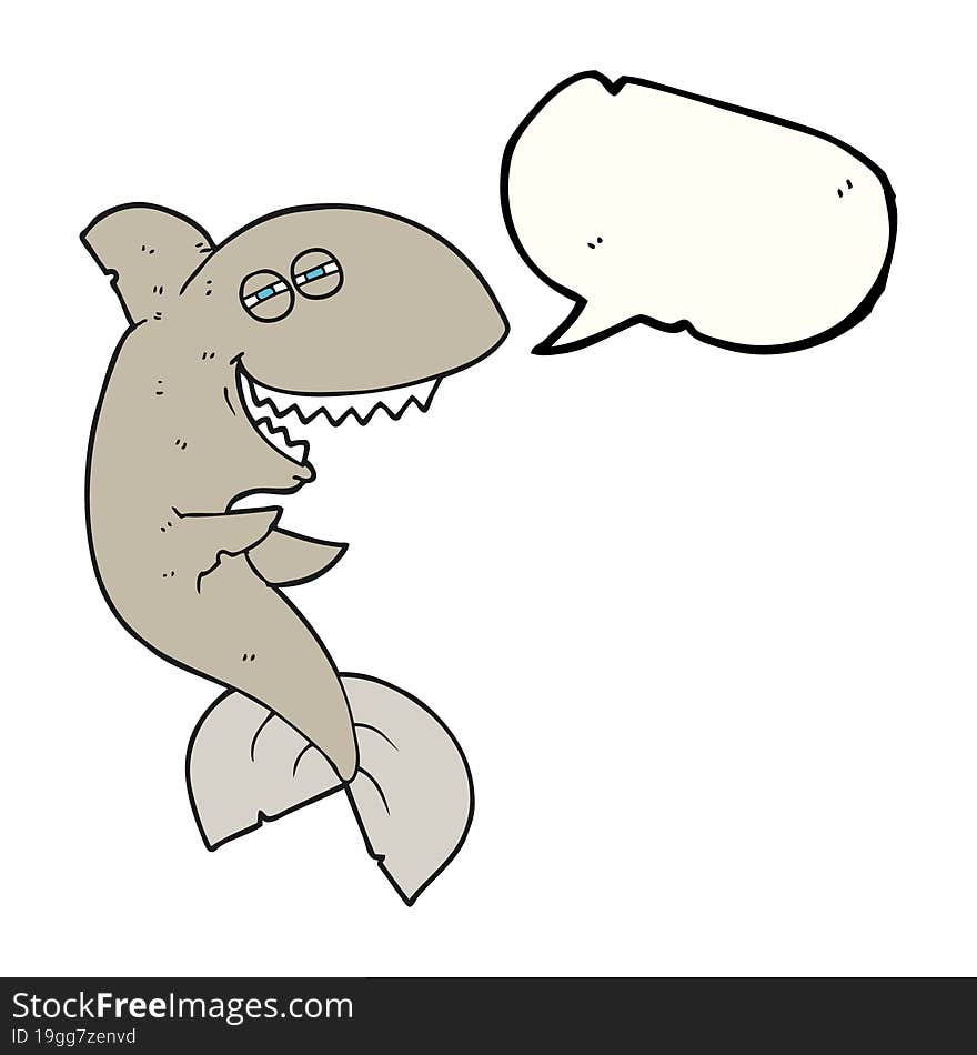 freehand drawn speech bubble cartoon laughing shark