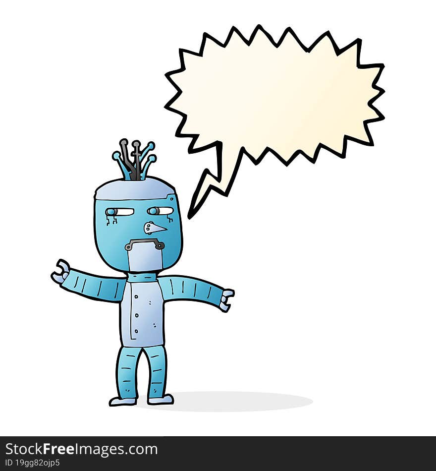 Cartoon Robot With Speech Bubble