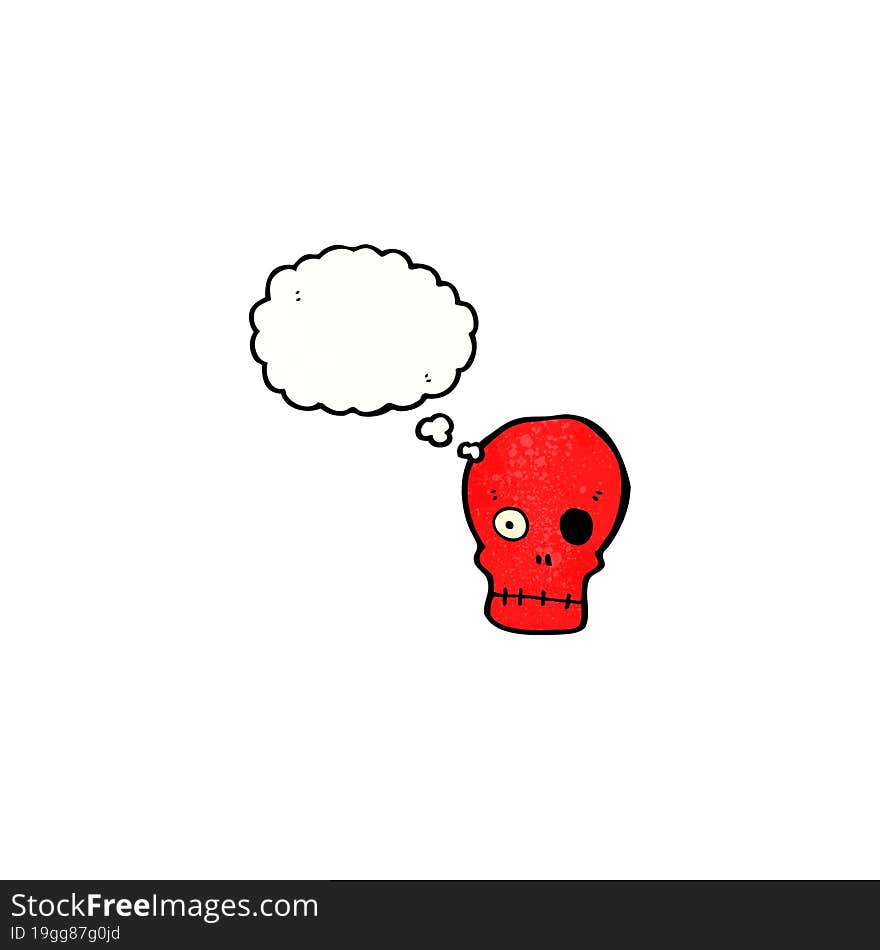 cartoon skull with thought bubble