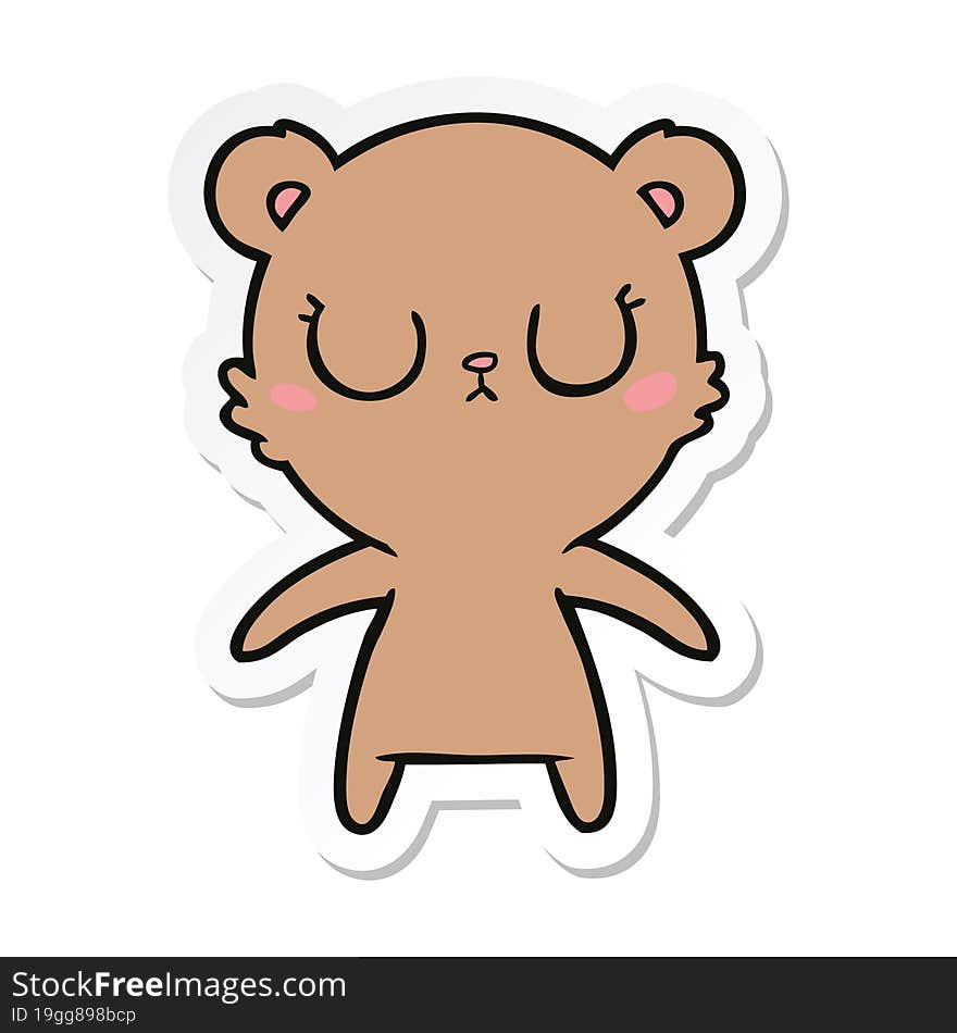 Sticker Of A Peaceful Cartoon Bear Cub