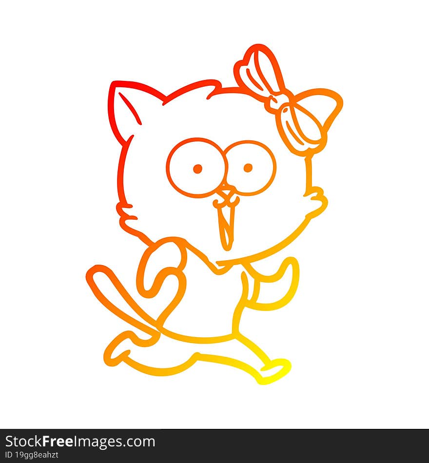 Warm Gradient Line Drawing Cartoon Cat