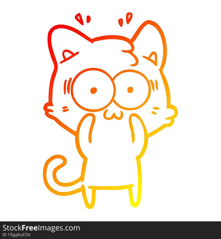 warm gradient line drawing cartoon surprised cat