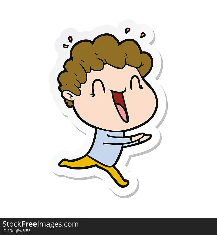 sticker of a cartoon happy man