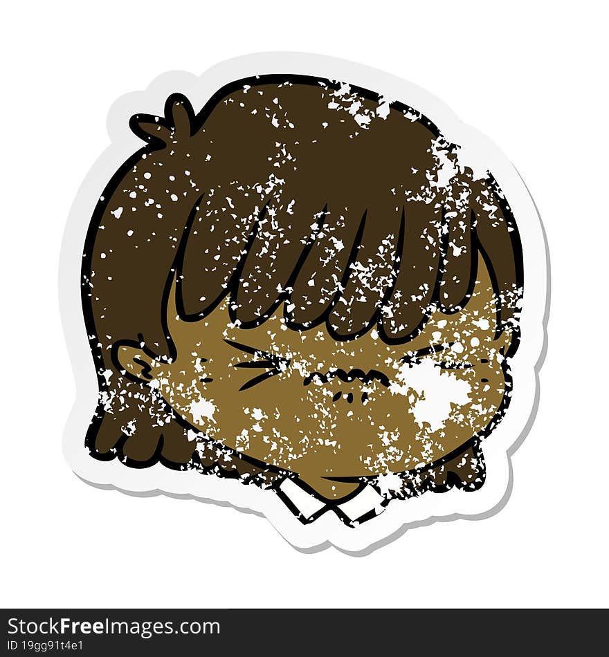 distressed sticker of a cartoon female face