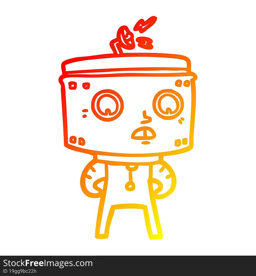 warm gradient line drawing cartoon robot