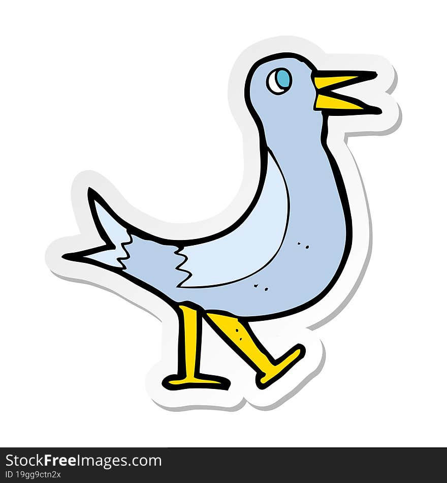 sticker of a cartoon walking bird