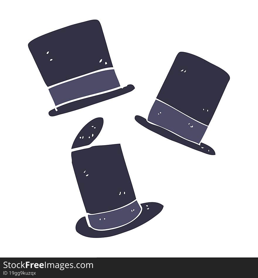 Flat Color Illustration Of A Cartoon Top Hats