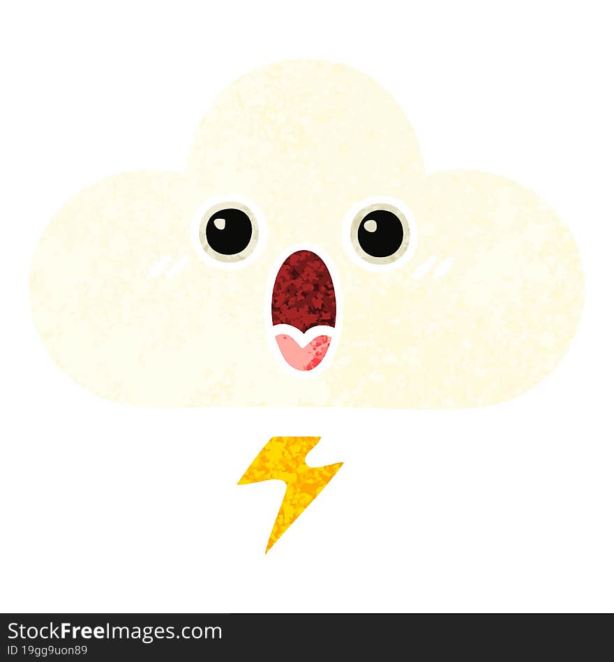 retro illustration style cartoon of a storm cloud