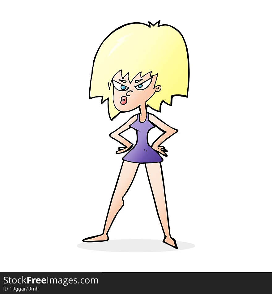 Cartoon Angry Woman In Dress