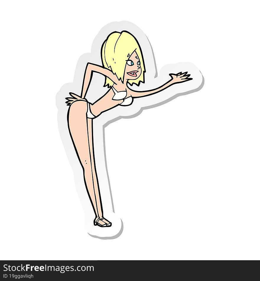 sticker of a cartoon woman in bikini