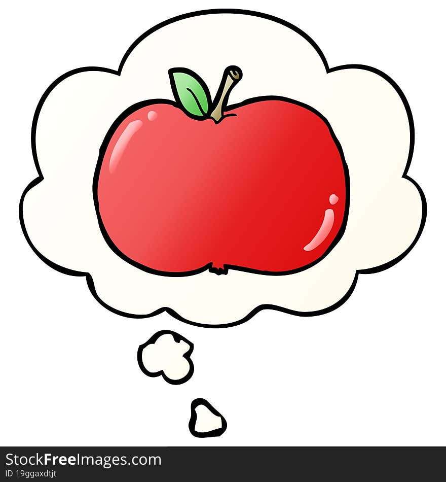 cartoon apple and thought bubble in smooth gradient style