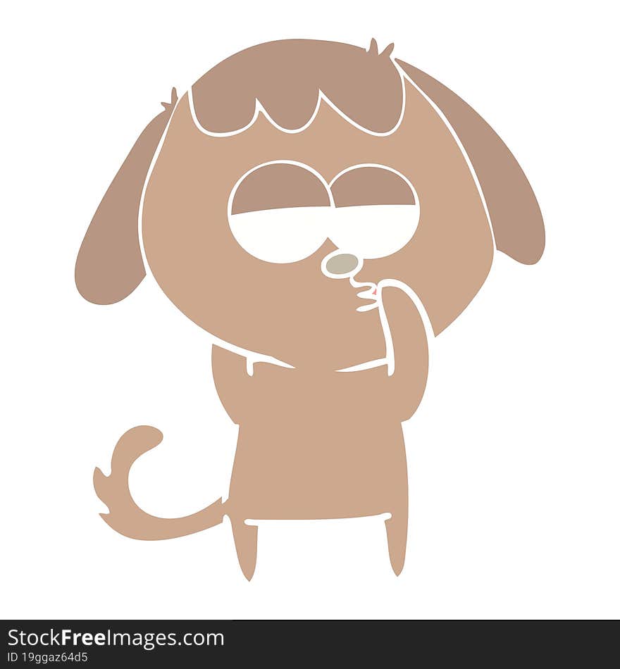 flat color style cartoon tired dog