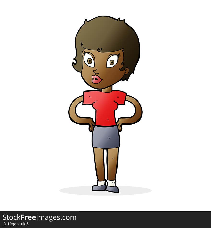 cartoon woman with hands on hips