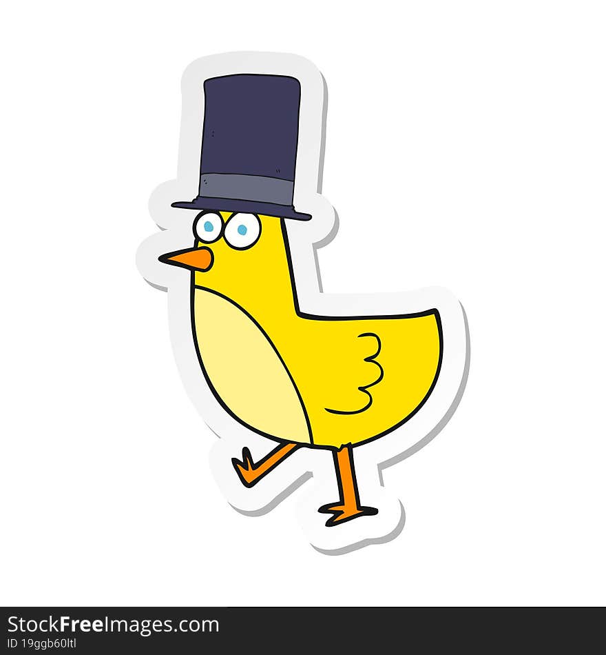 sticker of a cartoon bird wearing hat