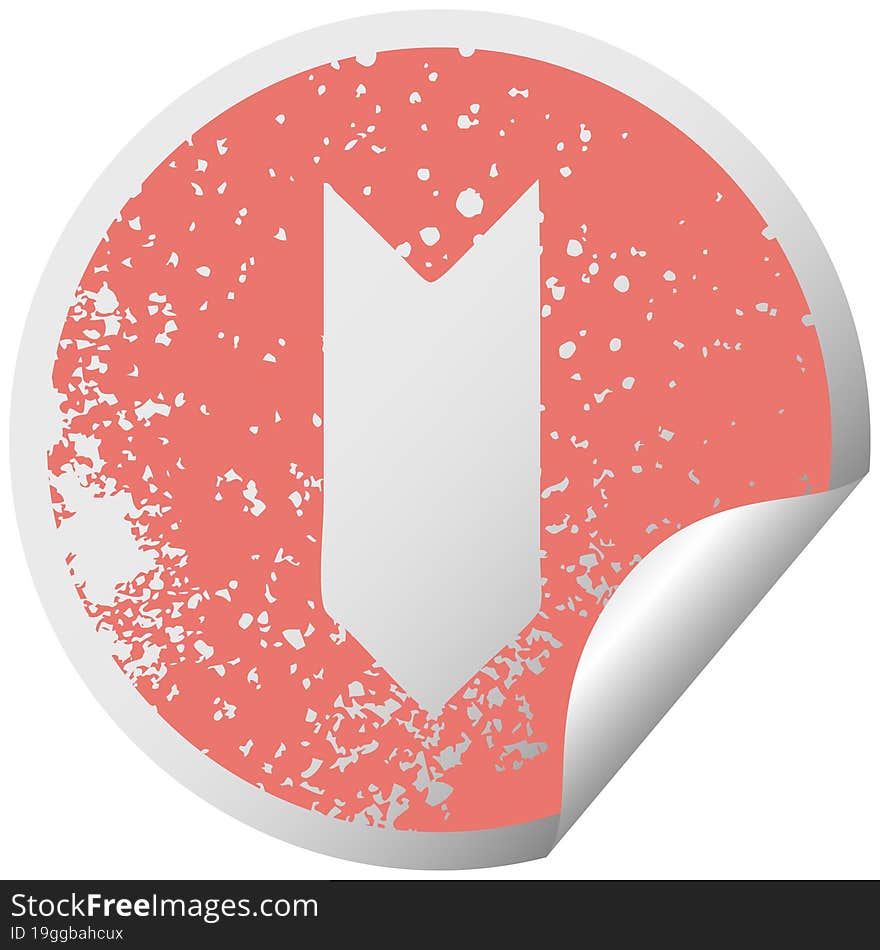 Distressed Circular Peeling Sticker Symbol Of A Medal Ribbon