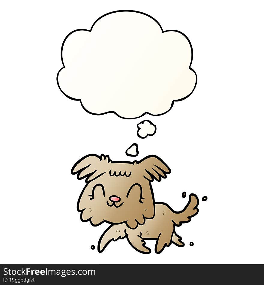 cartoon dog with thought bubble in smooth gradient style