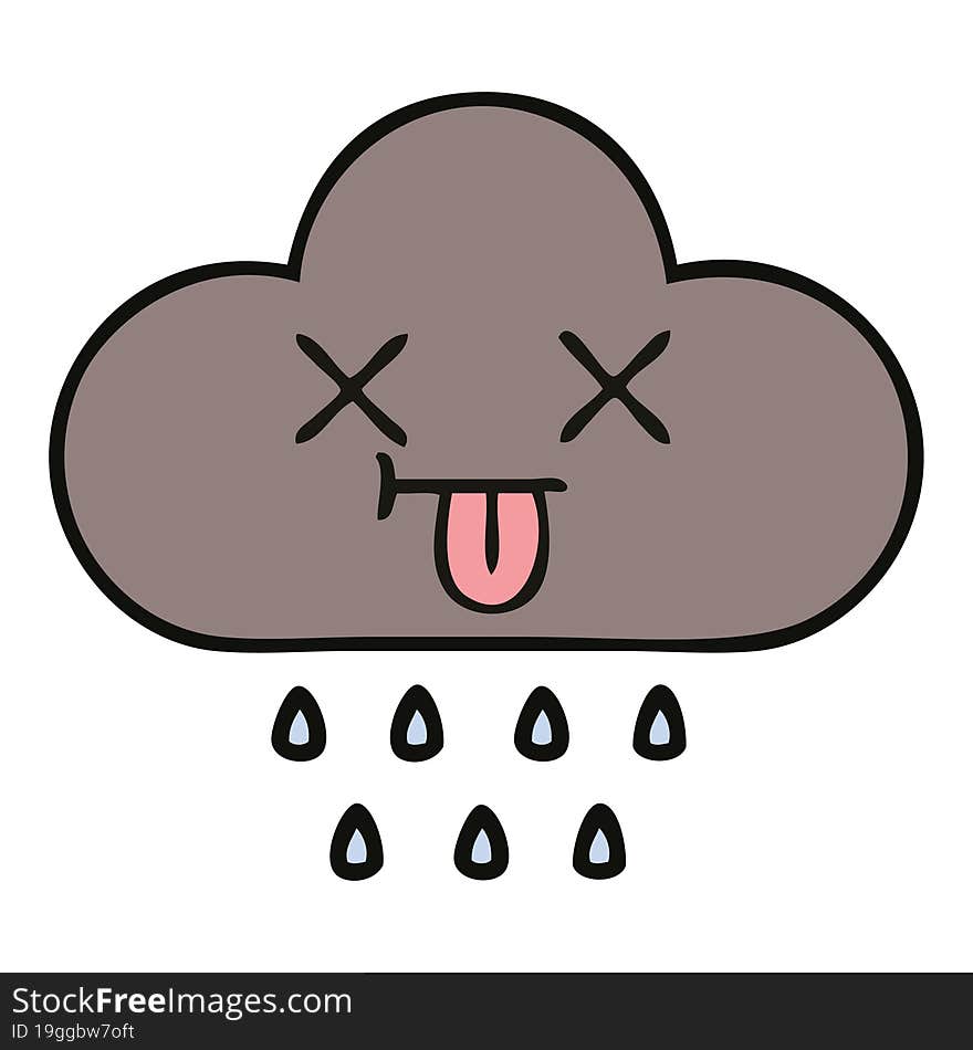 cute cartoon storm rain cloud