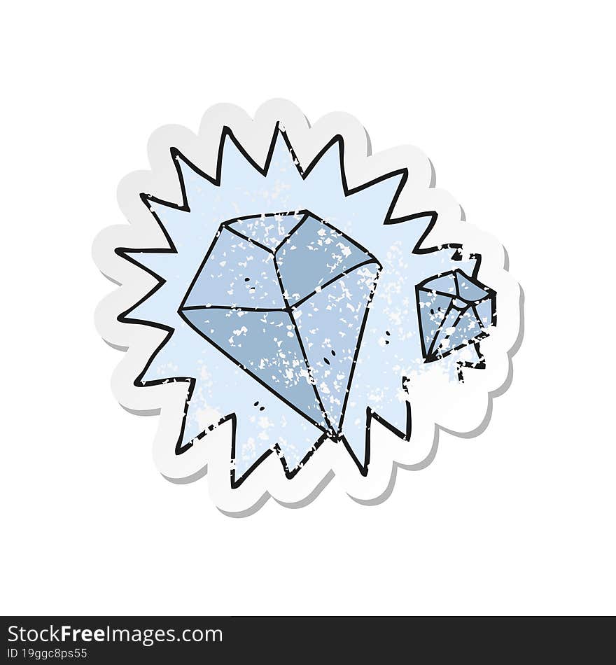 retro distressed sticker of a cartoon diamonds