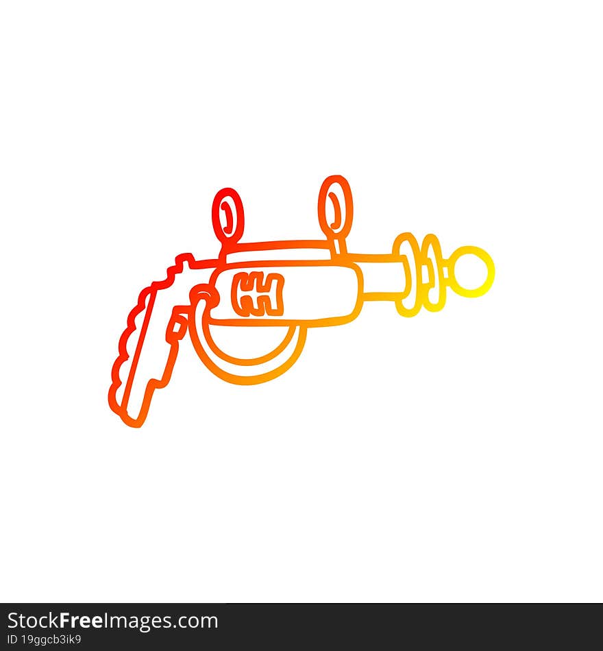 warm gradient line drawing cartoon ray gun